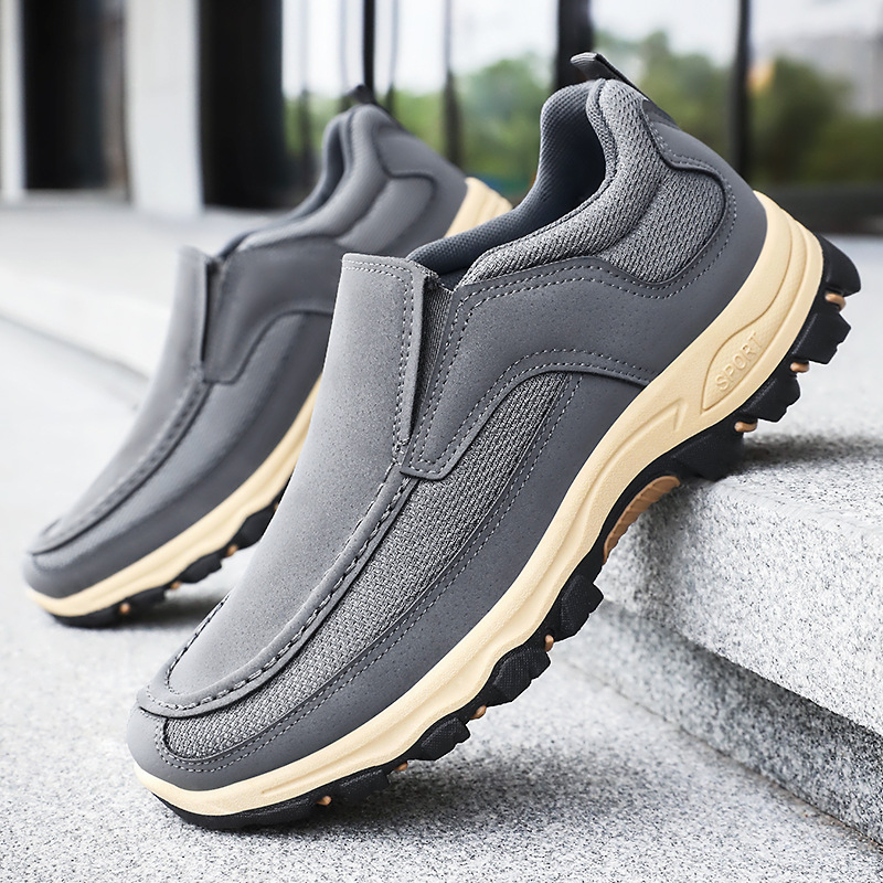 Men's casual shoes, versatile single shoes, one-step lazy shoes, breathable flying woven shoes, soft-soled dad shoes, outdoor men's shoes details Picture