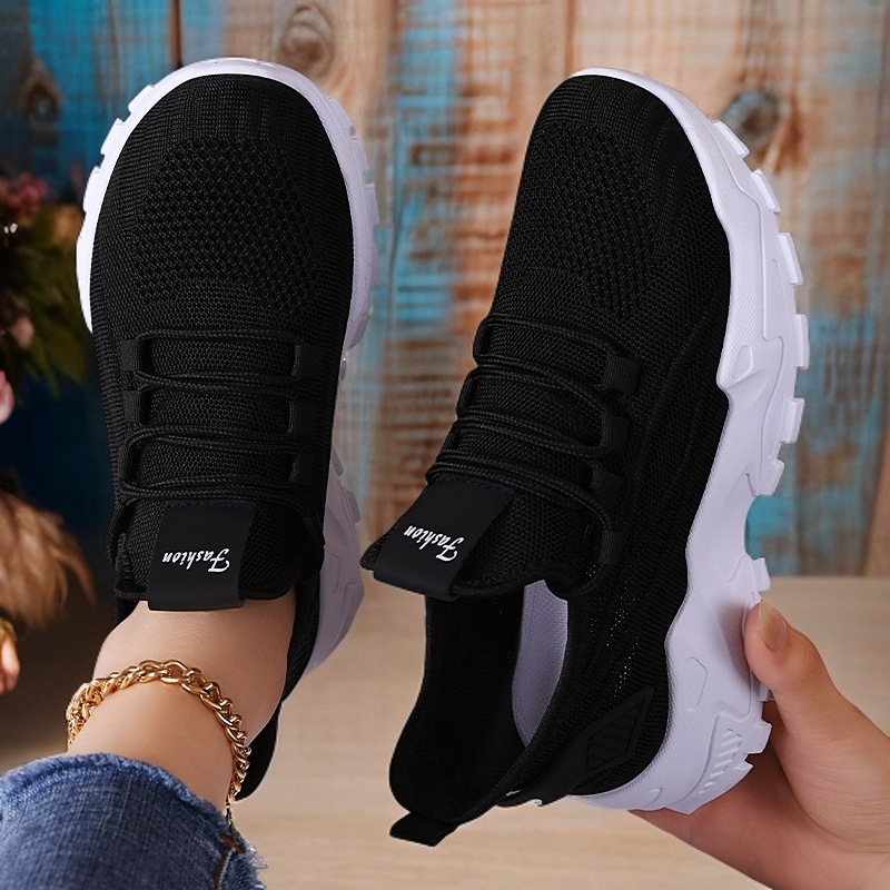 Women's shoes, versatile and breathable mesh shoes, cross-border large-sized sports shoes, soft-soled shoes that don't get tired of the feet, running shoes, flying woven single shoes Specification drawing