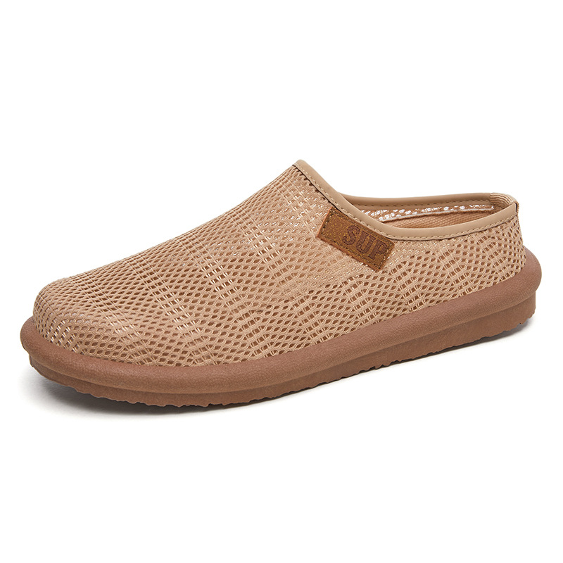 Women's shoes, versatile slippers, casual shoes, breathable one-step shoes with toe caps and half-support nets, fashionable and simple, lazy shoes Item Picture
