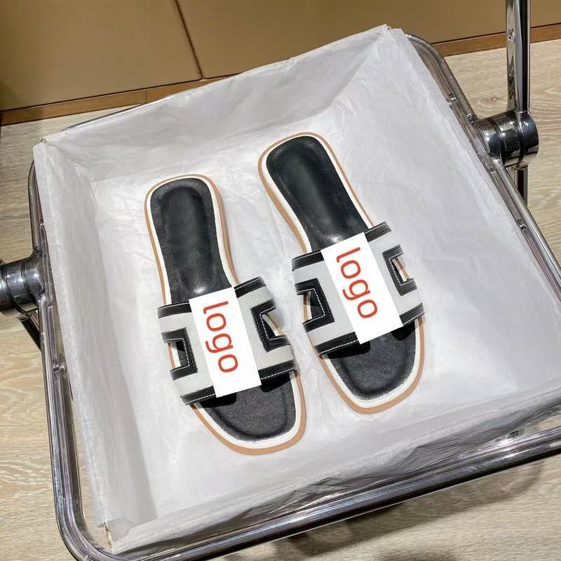 2024 New summer women's versatile slippers, soft-soled high-heeled flip-flops, anti-slip one-shoulder thick-heeled flat sandals details Picture