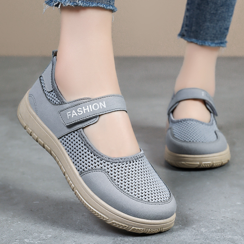 Women's shoes with Velcro, casual shoes, soft soles, not tiring feet, shoes for middle-aged and elderly mothers, summer mesh, breathable and not stuffy feet, single shoes Specification drawing