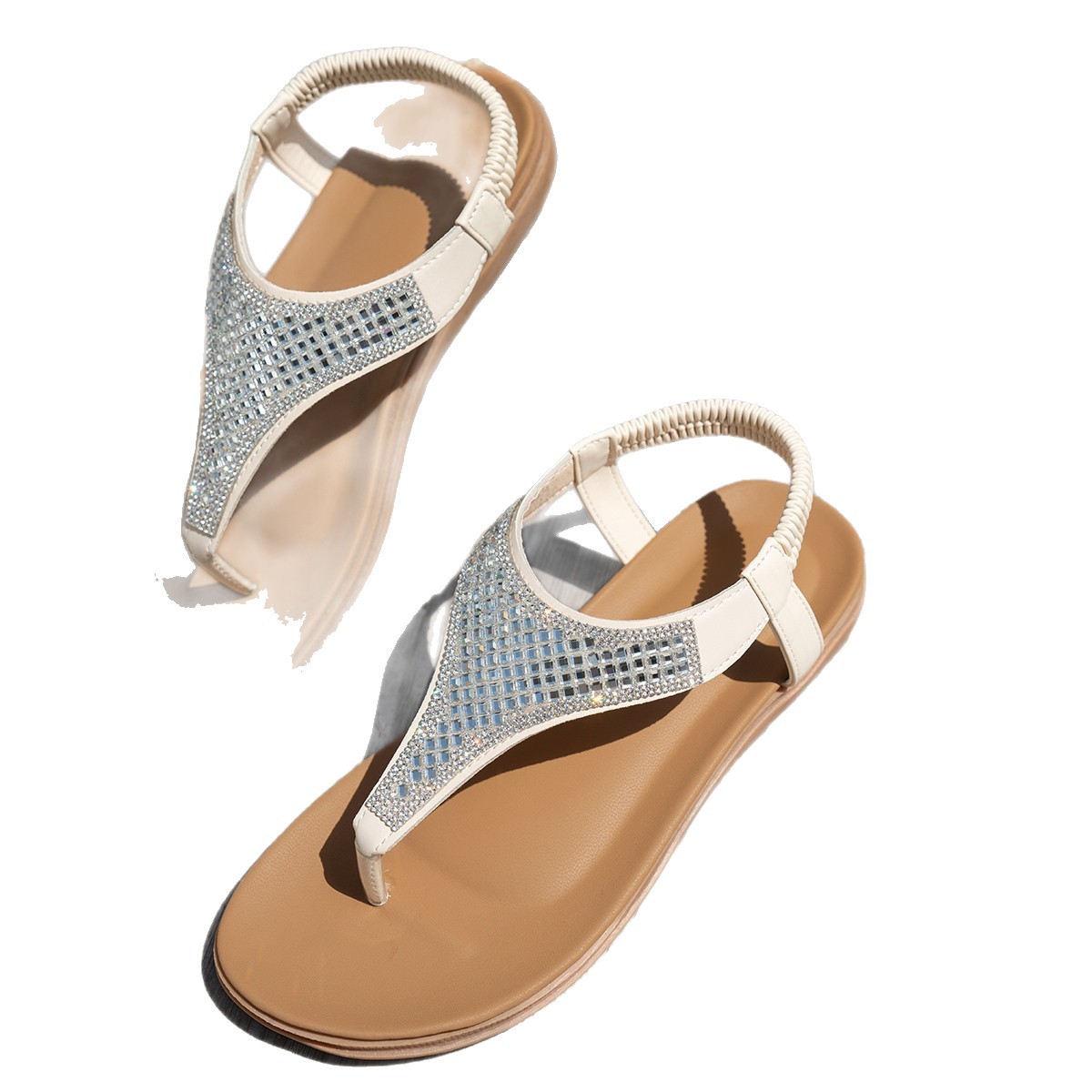 New Roman sandals for women in the summer of 2025, flat, comfortable, toe clipping, Bohemian-style sandals for the beach Item Picture