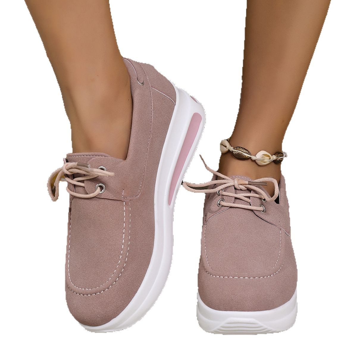 Women's spring AliExpress and Amazon casual single shoes with thick soles and front lacing Item Picture