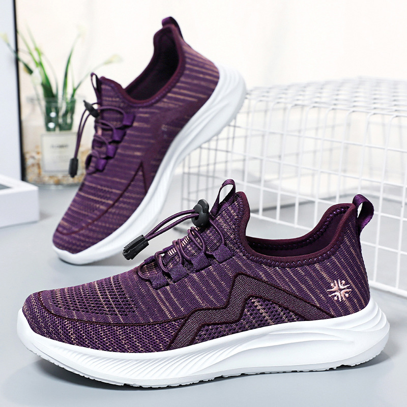 Women's shoes, versatile women's casual shoes, soft-soled comfortable single shoes, shoes for middle-aged and elderly mothers, breathable woven mesh shoes full figure