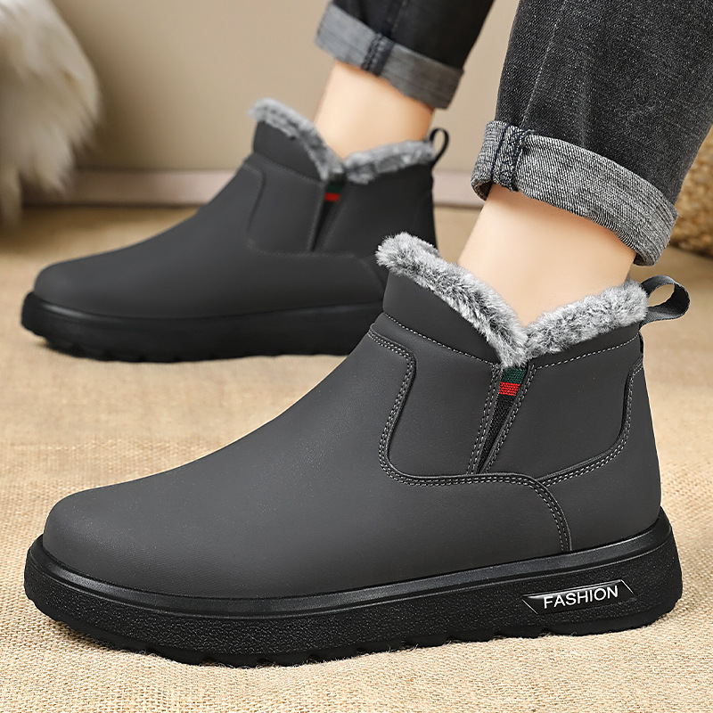 Men's winter snow boots with fleece and thickened, versatile cotton shoes, cold-proof and warm men's boots, cross-border large-sized waterproof cotton boots details Picture