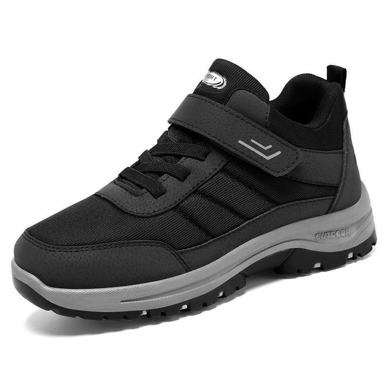 New men's winter walking shoes, unisex large-sized outdoor hiking shoes, Velcro convenient senior shoes, and travel shoes Item Picture