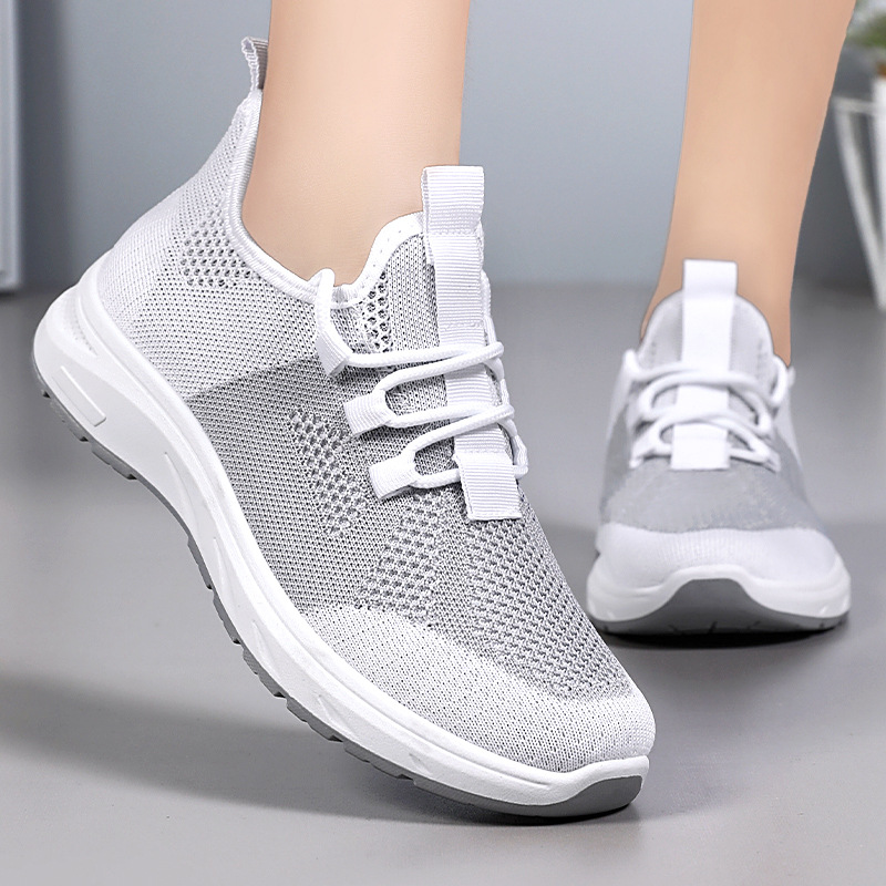 Women's sports shoes, breathable mesh shoes with soft soles, comfortable running shoes, versatile color-blocking single shoes, lightweight women's shoes full figure