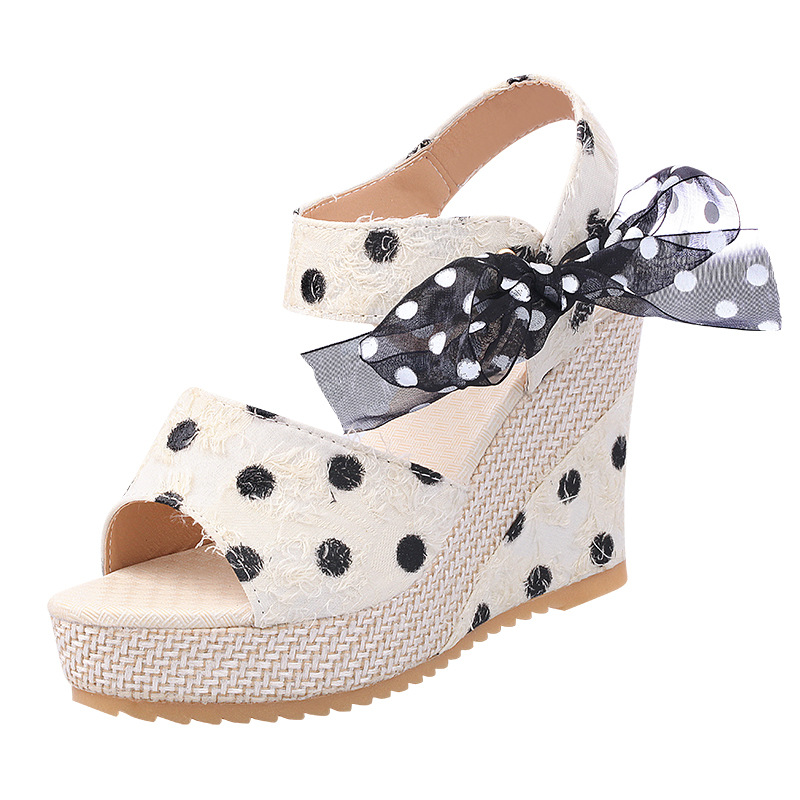 Wedge heel sandals for women with exposed toes 2023 summer new thick-soled sandals, European and American high-heeled muffin and casual foreign trade women's shoes details Picture