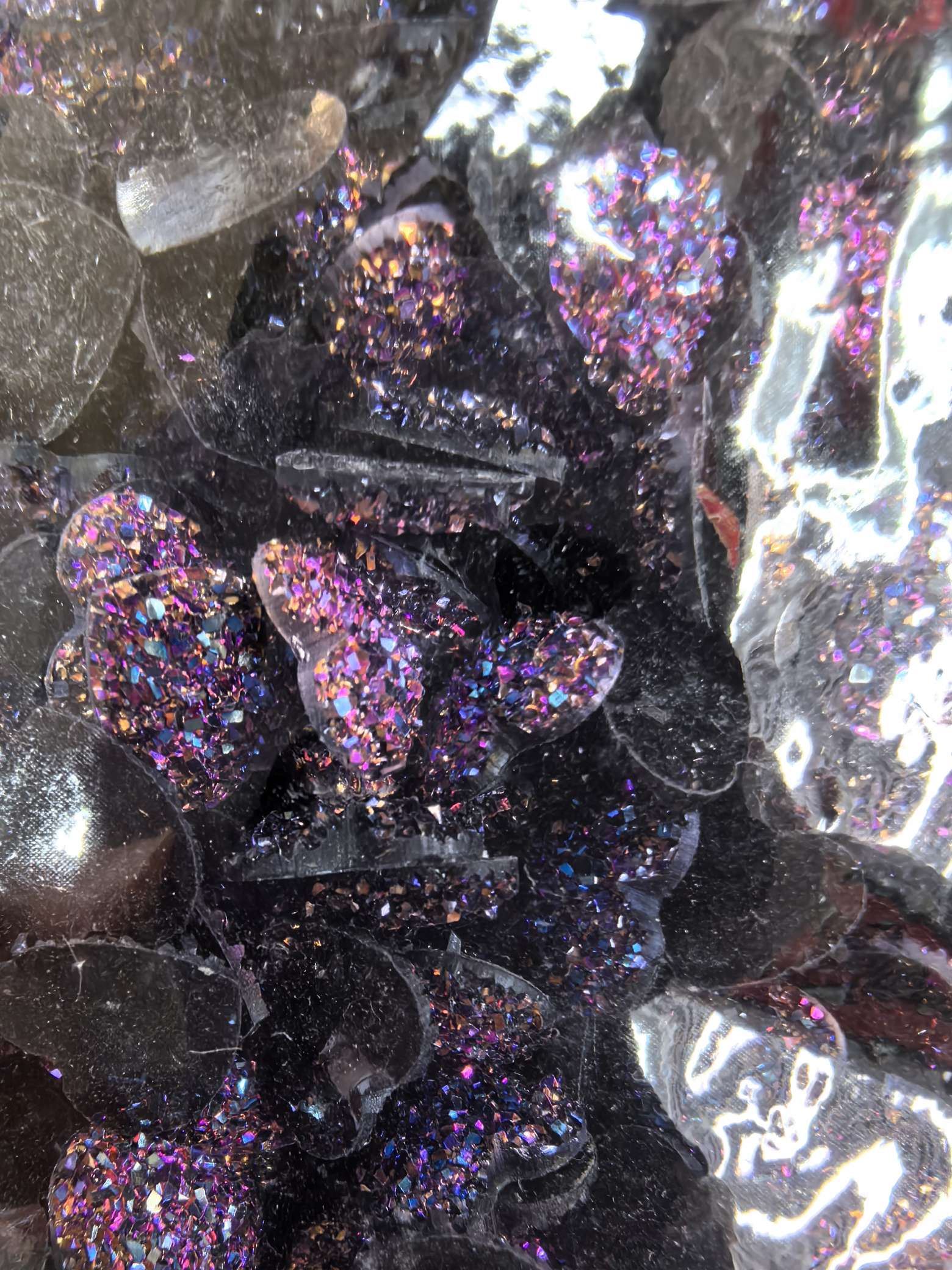 14mm, red and multicolored resin shining AB heart