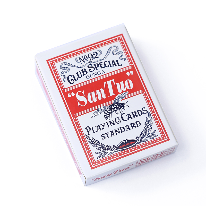 SANTUO 蓝蕊纸非洲外贸尼日利亚扑克专业定做定制订做订制高端上油布纹白底实物图