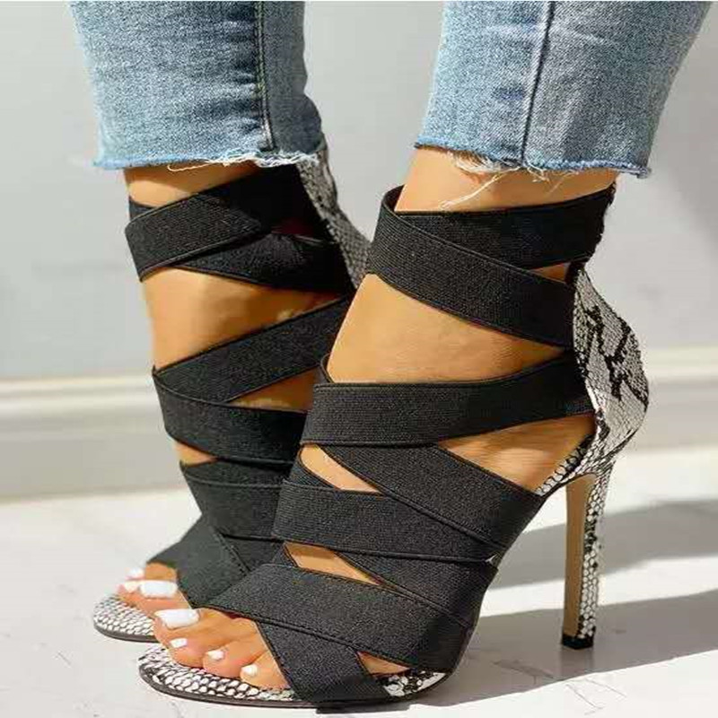 New women's shoes for export, size 36-42, large-sized European and American, Amazon independent station, elastic, thin-heeled and high-heeled sandals for women Specification drawing