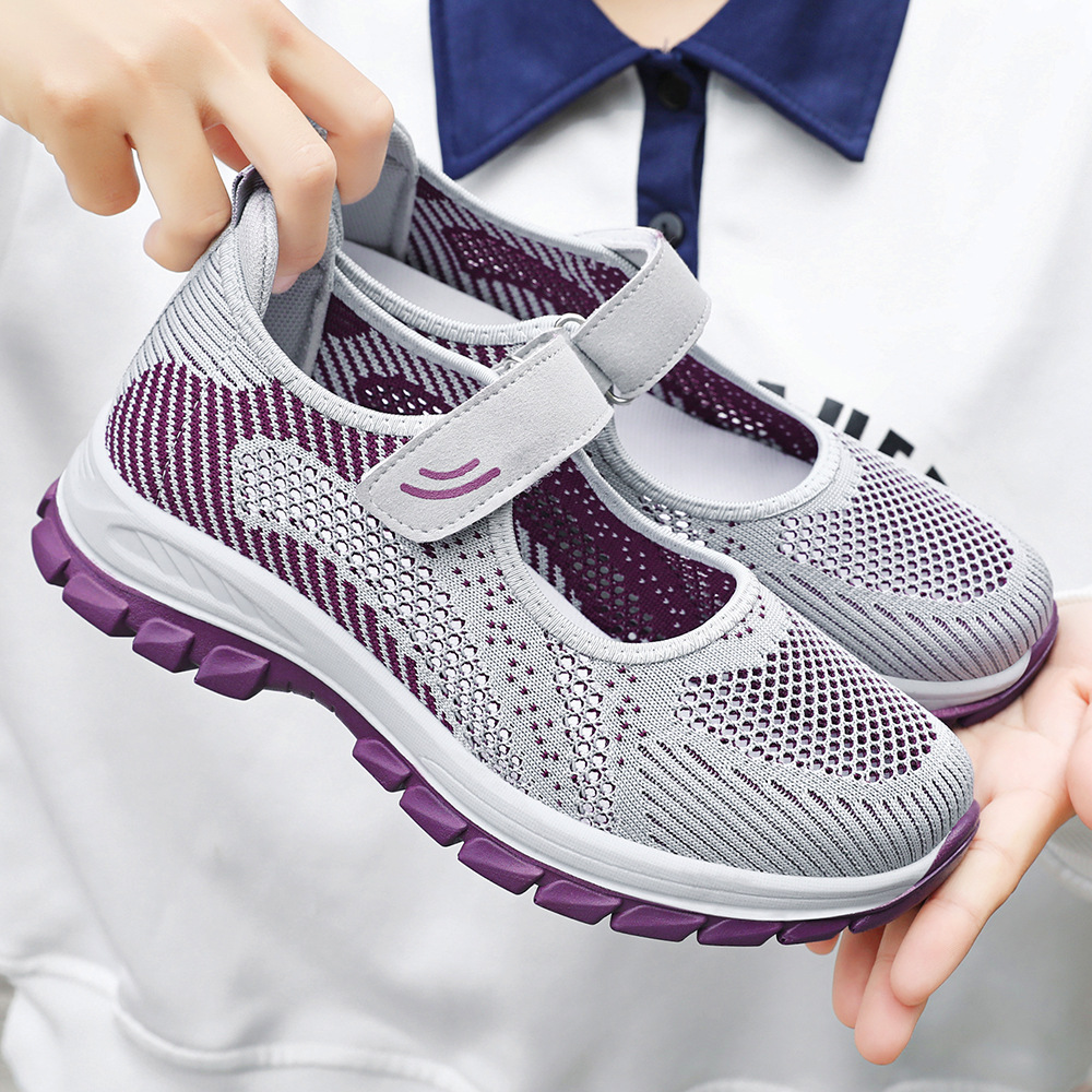 Women's single shoes 2025 Spring new style shoes for middle-aged and elderly mothers, Velcro soft sole breathable casual women's shoes for export details Picture