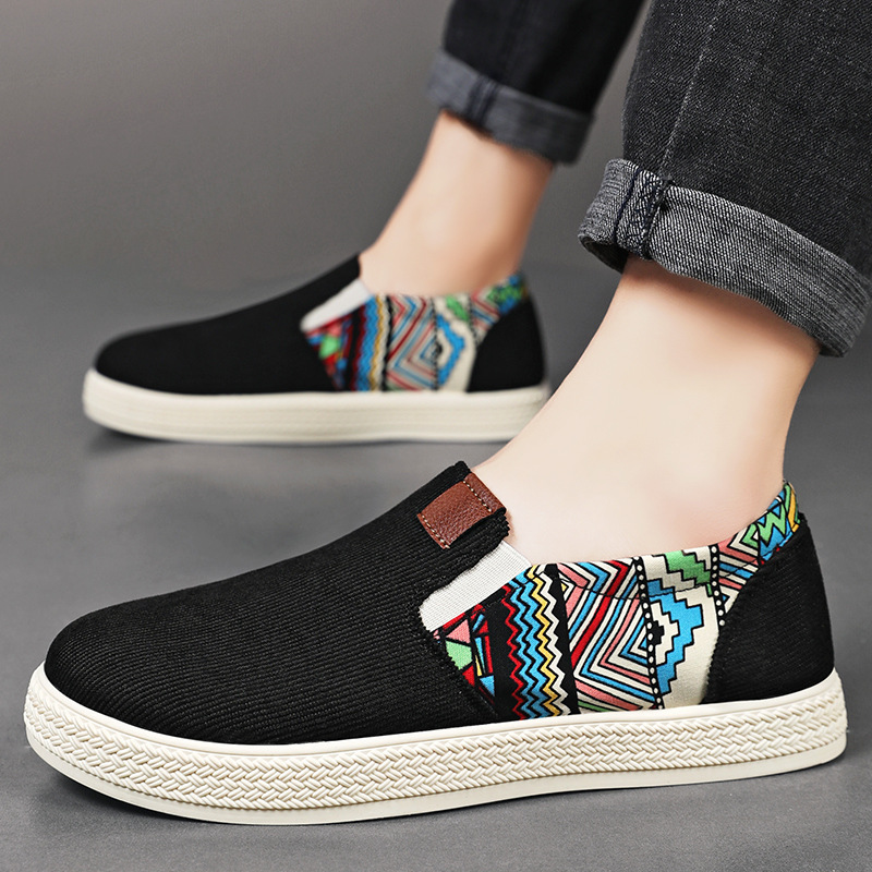 Men's casual shoes, versatile men's shoes, soft-soled old Beijing-style cloth shoes, breathable canvas shoes, one-step ethnic-style single shoes Specification drawing