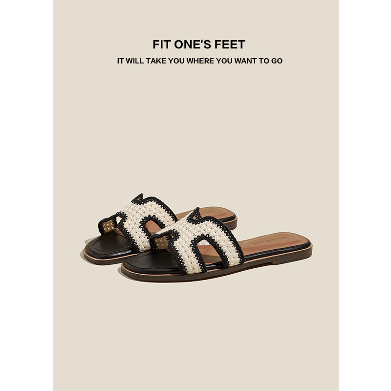 Summer 2025 new style slipper Korean vacation beach slippers for students to wear outside flat slippers for girls Specification drawing