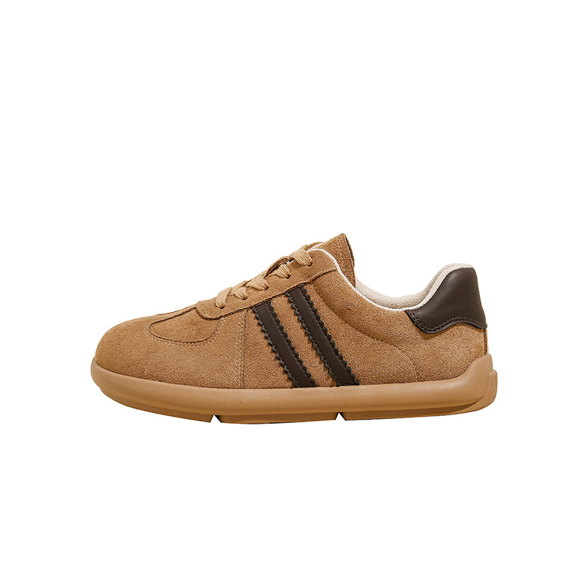 Leather retro German training shoes for women, 2024 new style, side-toed, soft-soled, soft-upper, insole, height-increasing, casual and versatile student Burken shoes Item Picture