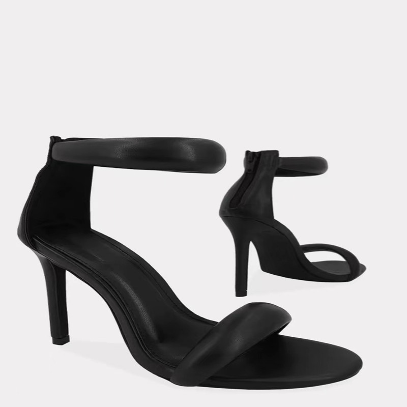 European and American summer high-heeled pointed-toe fashion shoes for women's catwalk, thin-heeled sandals, cross-border heels with zipper sandals Application Scenario