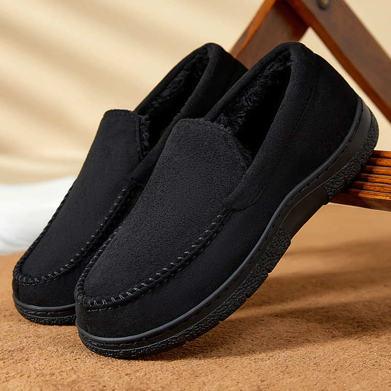 Men's cotton shoes, cross-border consignment, fleece and thickened large cotton boots, warm and comfortable snow boots, one foot of lazy shoes details Picture