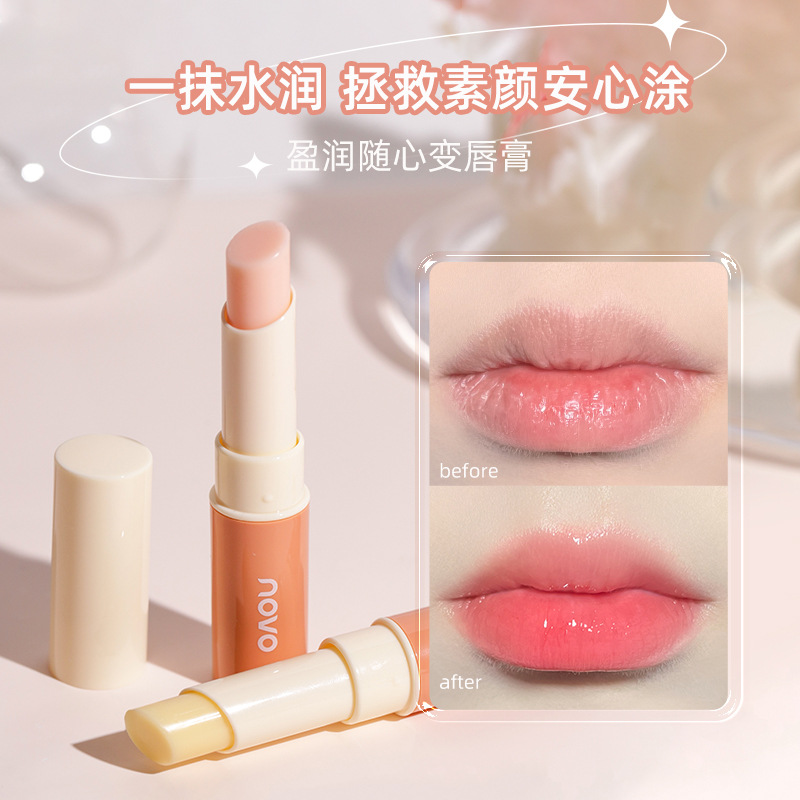 NOVO Moisturizing and Warming Lip Balm, Thermochromic Moisturizing and Anti-Dry Cracking Lip Base, Student Lip balm wholesale full figure
