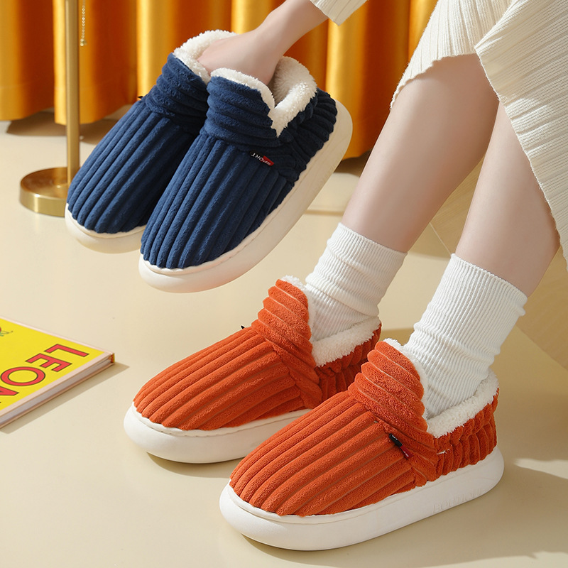 Women's cotton shoes, cross-border large-sized snow boots, fleece and thickened cotton boots, lazy and versatile women's boots, cold-proof and warm ankle boots full figure