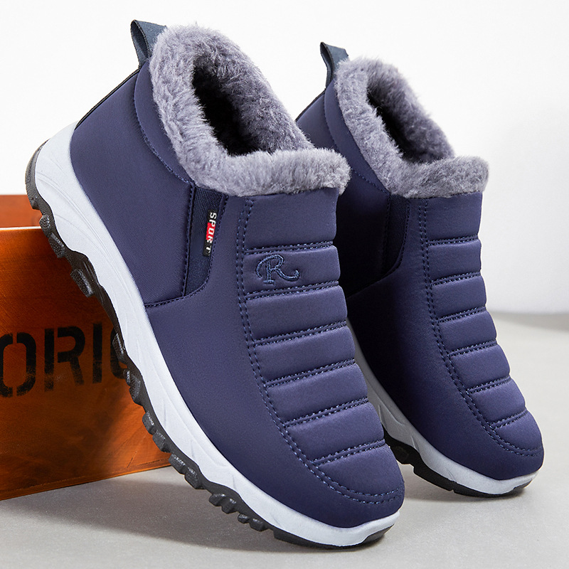 New winter cross-border large-sized, fleece and thickened snow boots for couples, short boots for middle-aged and elderly people, and warm cotton boots details Picture