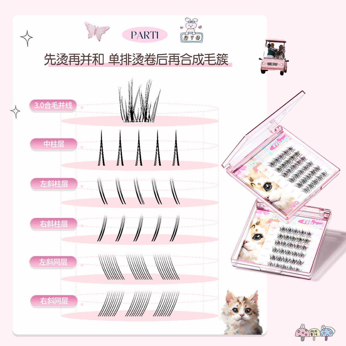 NOVO6468 lightweight and glue-free 5D baby curved false eyelashes require no glue, are flexible and won't fall apart. Beginners can close their eyes and enjoy the affordable price Specification drawing