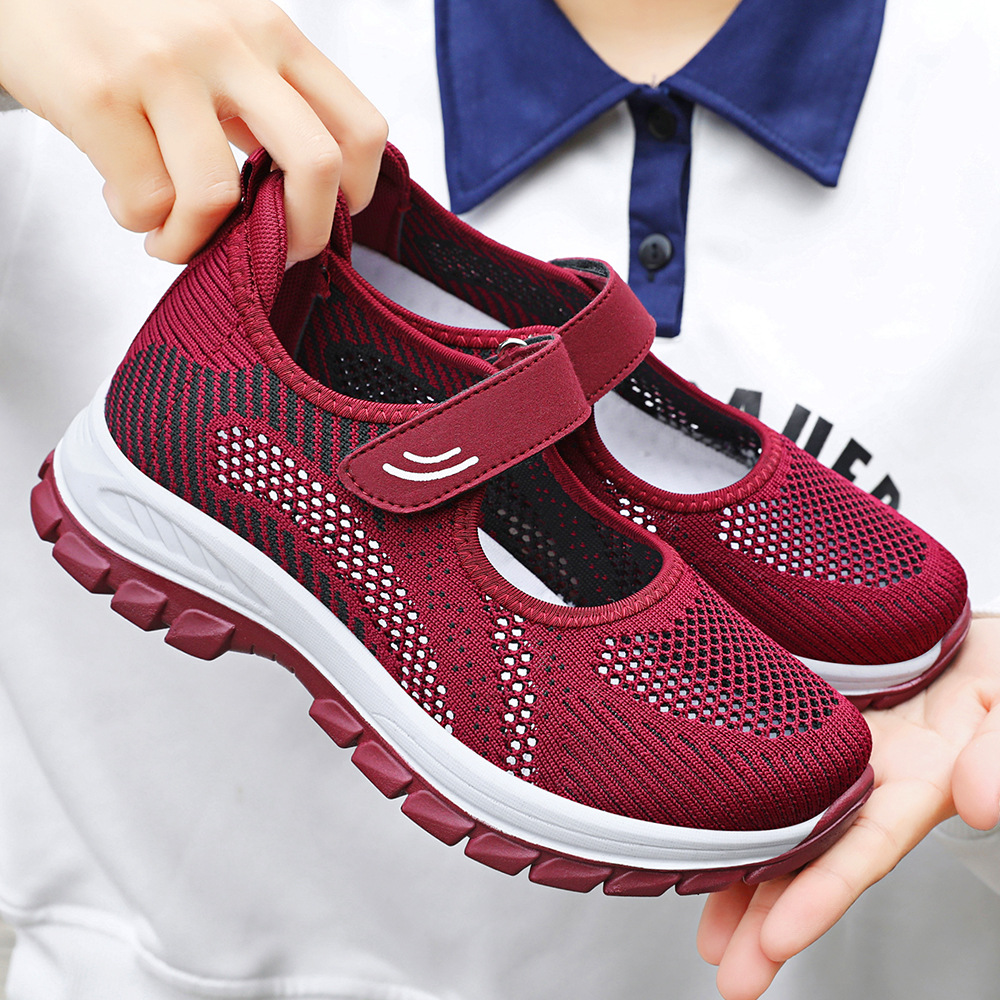 Women's single shoes 2025 Spring new style shoes for middle-aged and elderly mothers, Velcro soft sole breathable casual women's shoes for export full figure