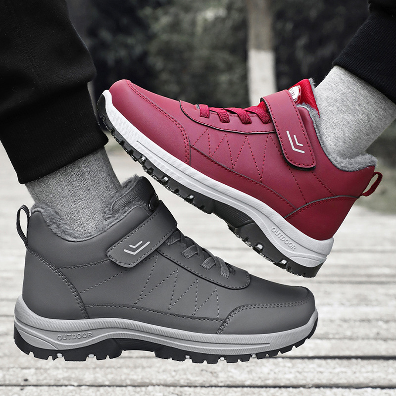 Winter cotton shoes with added fleece and thickened, large-sized snow boots, wholesale cotton boots for export, men's and women's same style Velcro walking shoes Application Scenario