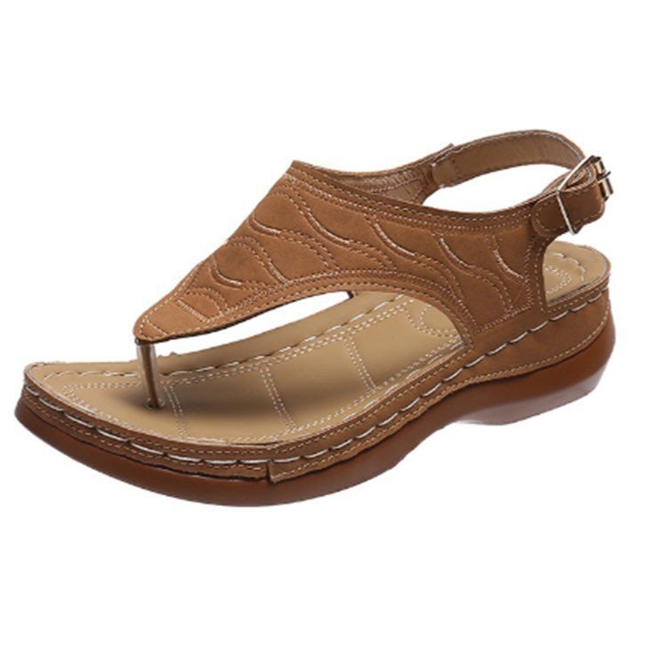 New large-sized cross-border in-stock women's shoes with toe clamping, Roman style, one-shoulder buckle and strap, 43 large-sized sandals for export full figure