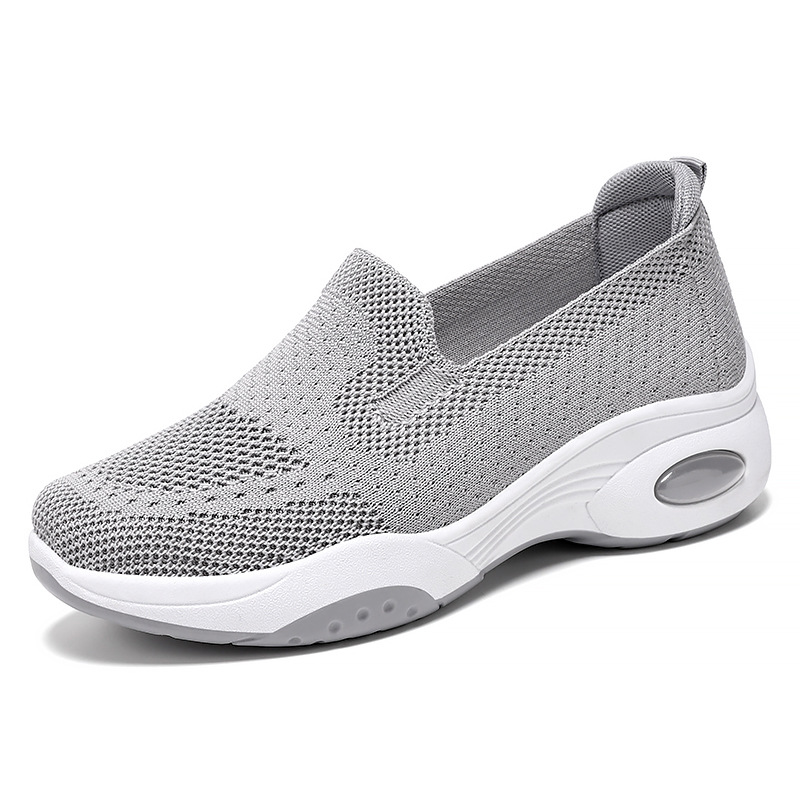 Cross-border women's shoes, versatile thick-soled height-increasing shoes, breathable flying woven single shoes, casual shoes for export, shoes for mom Item Picture