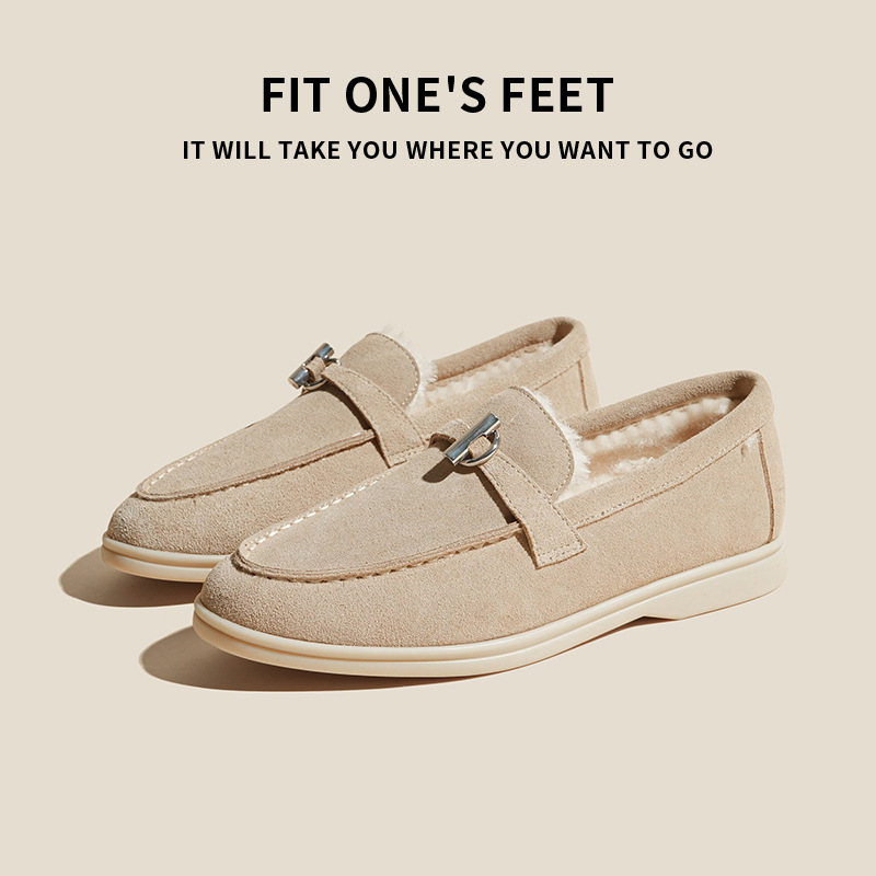 25 styles of genuine leather soft-soled fringed LP loafers for export, round toe, comfortable one-step casual, fleece single shoes for women details Picture