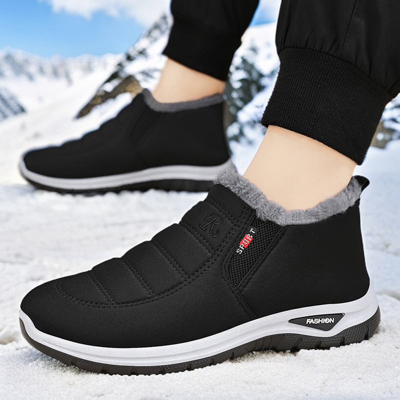Wholesale cotton shoes for men, winter cross-border men's shoes, men's and women's same style snow boots, fleece and thickened outdoor ankle boots, senior shoes full figure