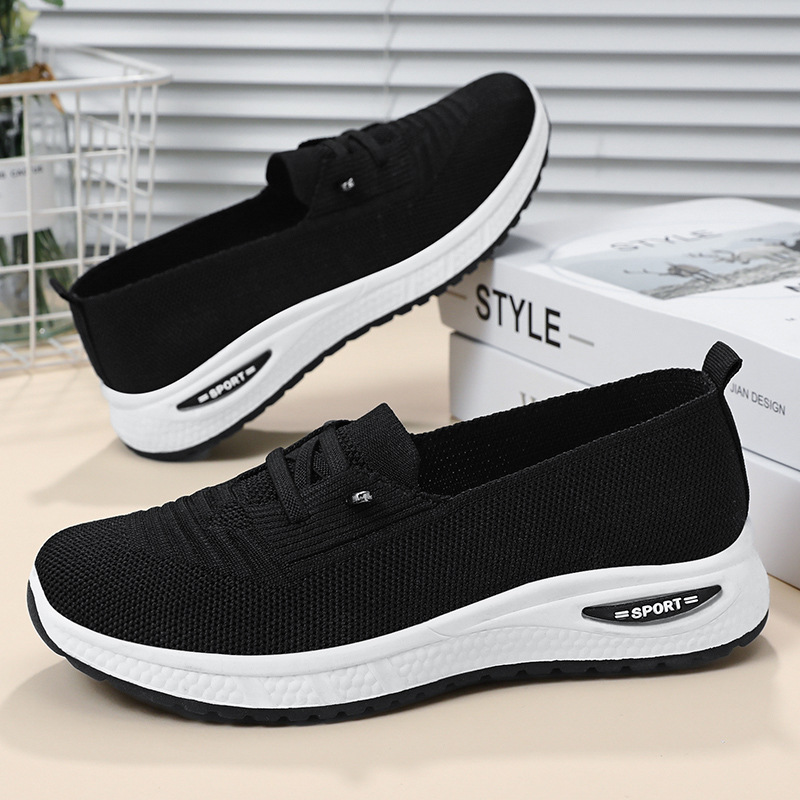 Women's cross-border shoes, TEMU large-sized casual shoes, flying woven breathable single shoes, mom shoes, one-foot lazy cloth shoes details Picture