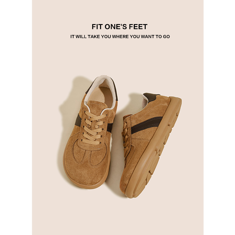 Mango head Maillard training sneakers for women's 2024 autumn new style Forrest Gump shoes, cowhide maternity board shoes, flat Boken shoes full figure