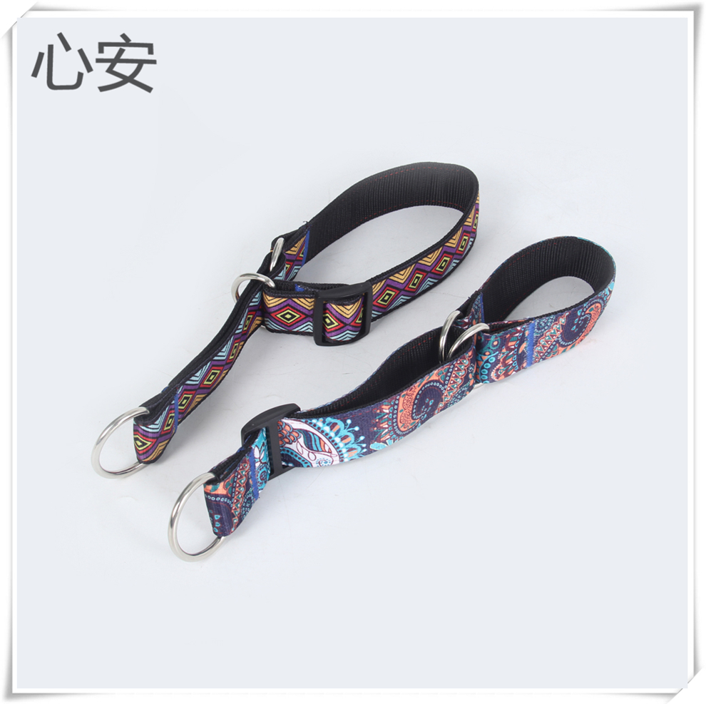 Ethnic-style geometric pattern printed pet 4.0 wide collar, cute dog collar, outdoor dog walking collar, dog chain wholesale full figure