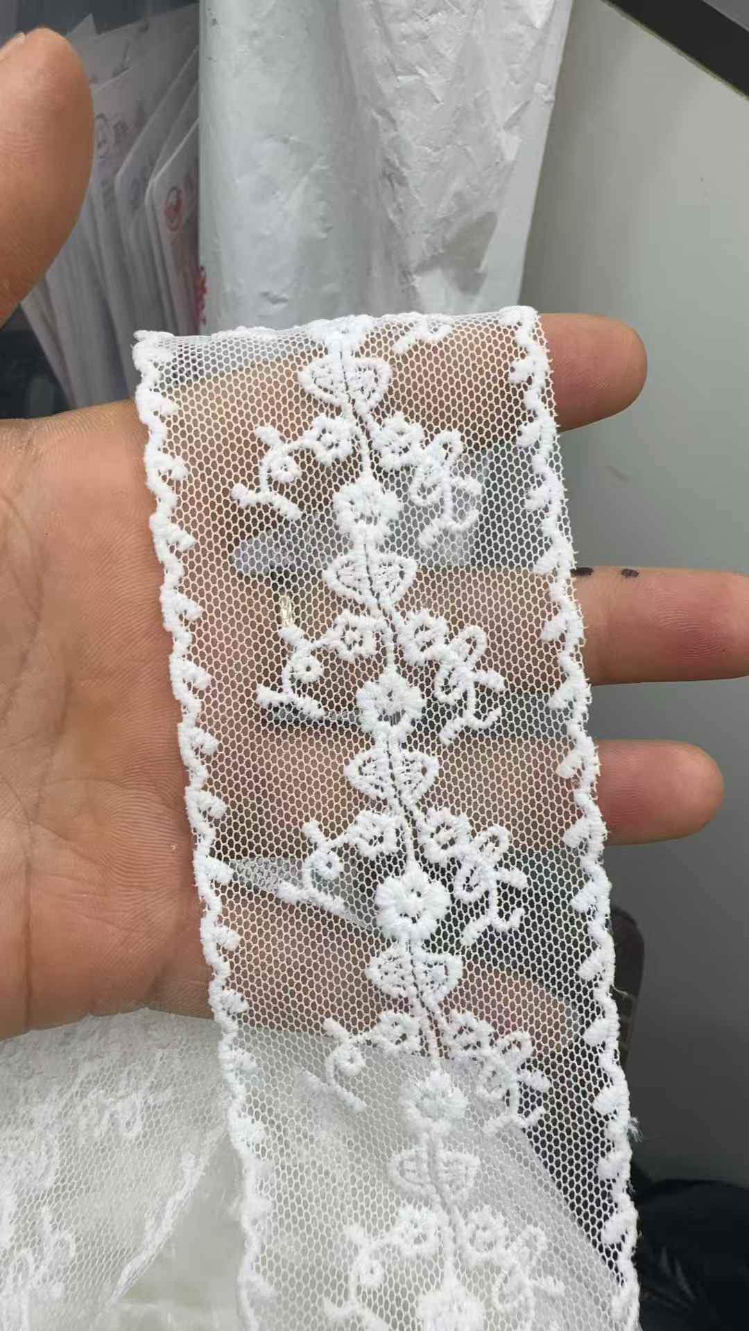 牛奶丝网底刺绣花边蕾丝辅料diy服装镂空袖口领口配饰白色花边