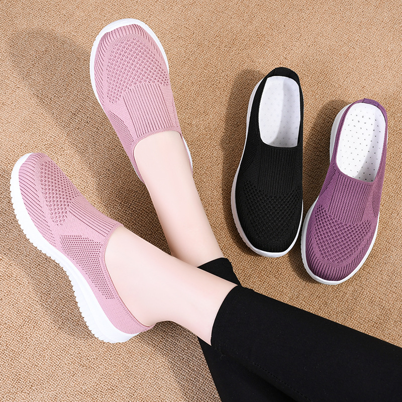 New cross-border large-sized cloth shoes for women, foreign trade factory women's shoes, breathable flying woven shoes, soft-soled casual mom shoes Specification drawing