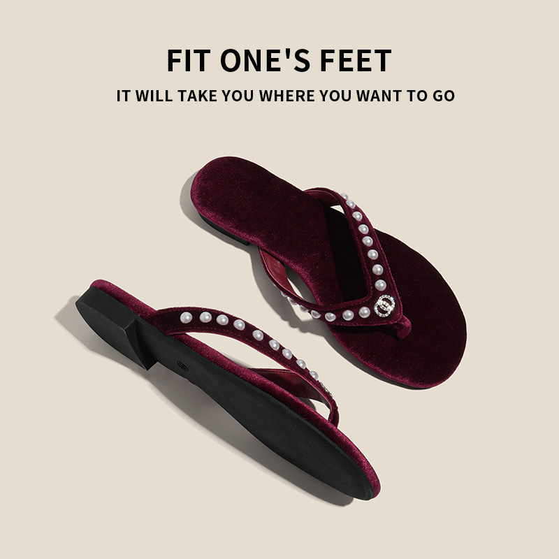 Flat-bottomed chanel-style flip-flops for women, new summer flip-flops for the beach and beach in 2025 Specification drawing