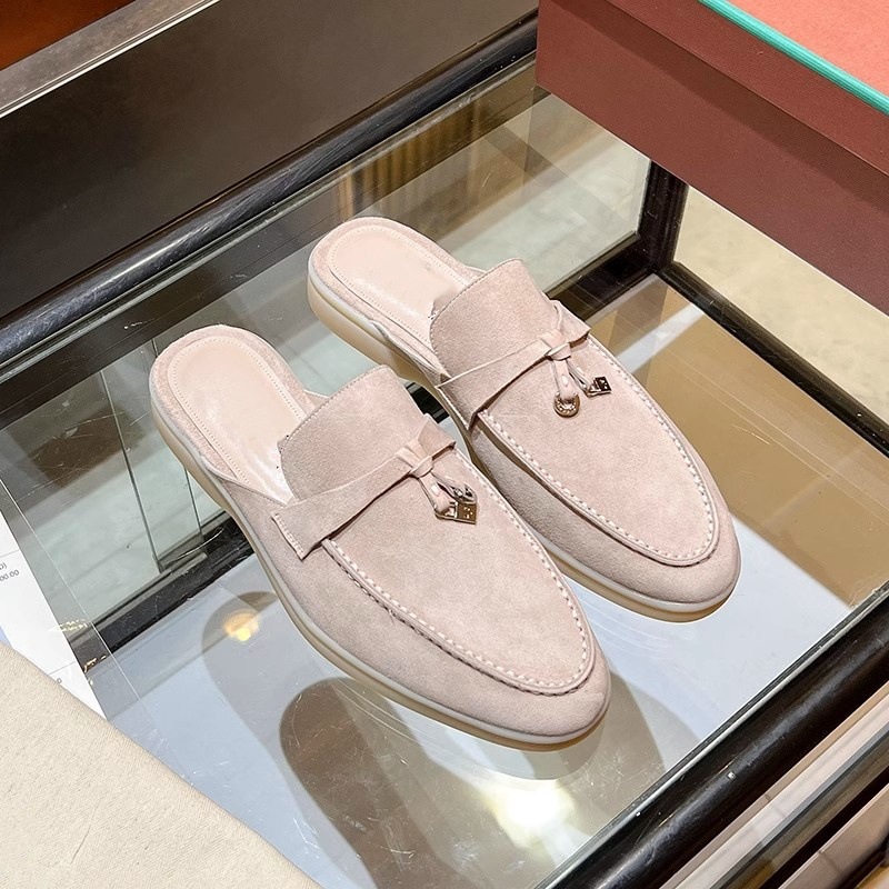LP genuine leather loafers, women's backheel slippers, spring bean shoes. Wearing one flat, retro-style single shoe on the outside is comfortable full figure