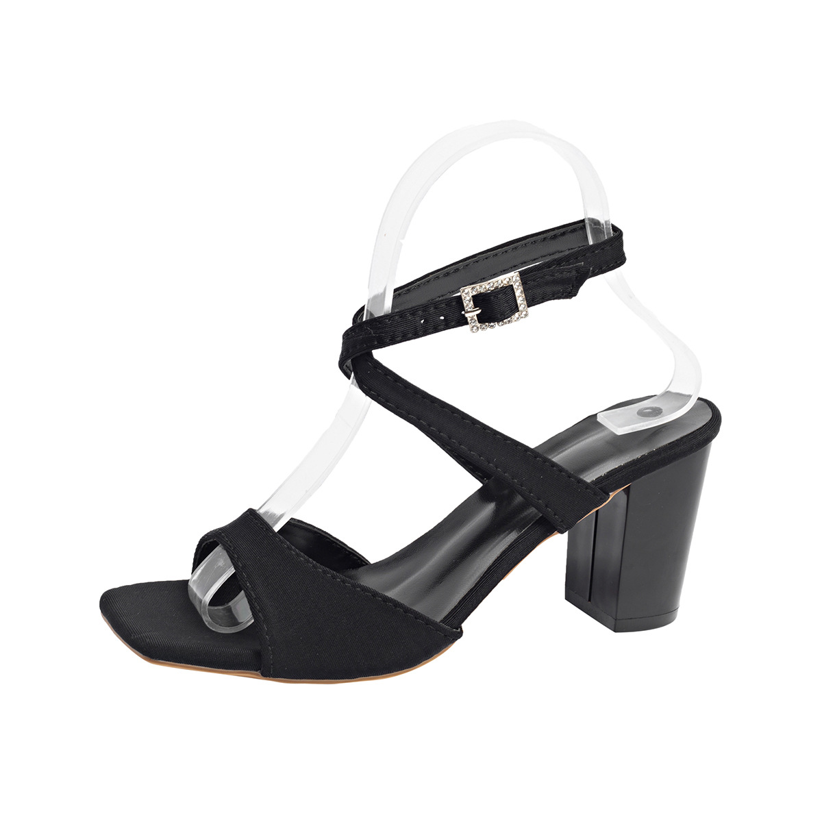 One-strap buckle sandals for women in the summer of 2025, new European and American suede chunk-heeled sandals and Roman high heels for women Item Picture