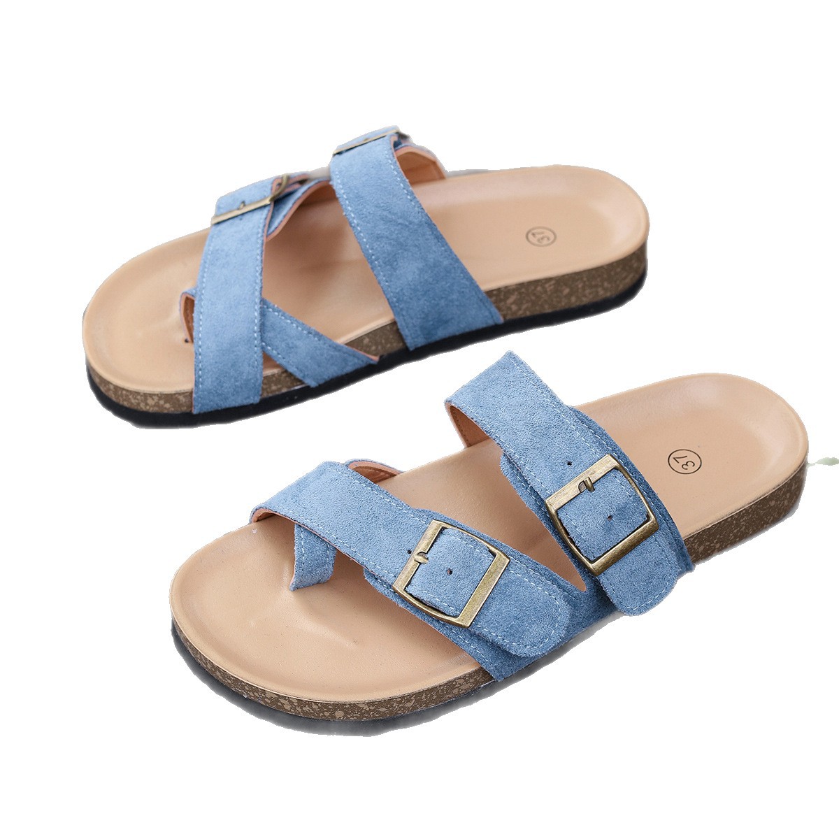 wish AliExpress sandals, new European and American flat, hollowed-out women's flip-flops, women's flip-flops, large size for export Item Picture