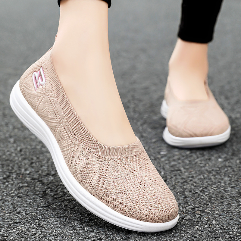 Women's shoes, versatile casual shoes, one-step lazy shoes, breathable woven mesh shoes, soft-soled comfortable single women's shoes details Picture