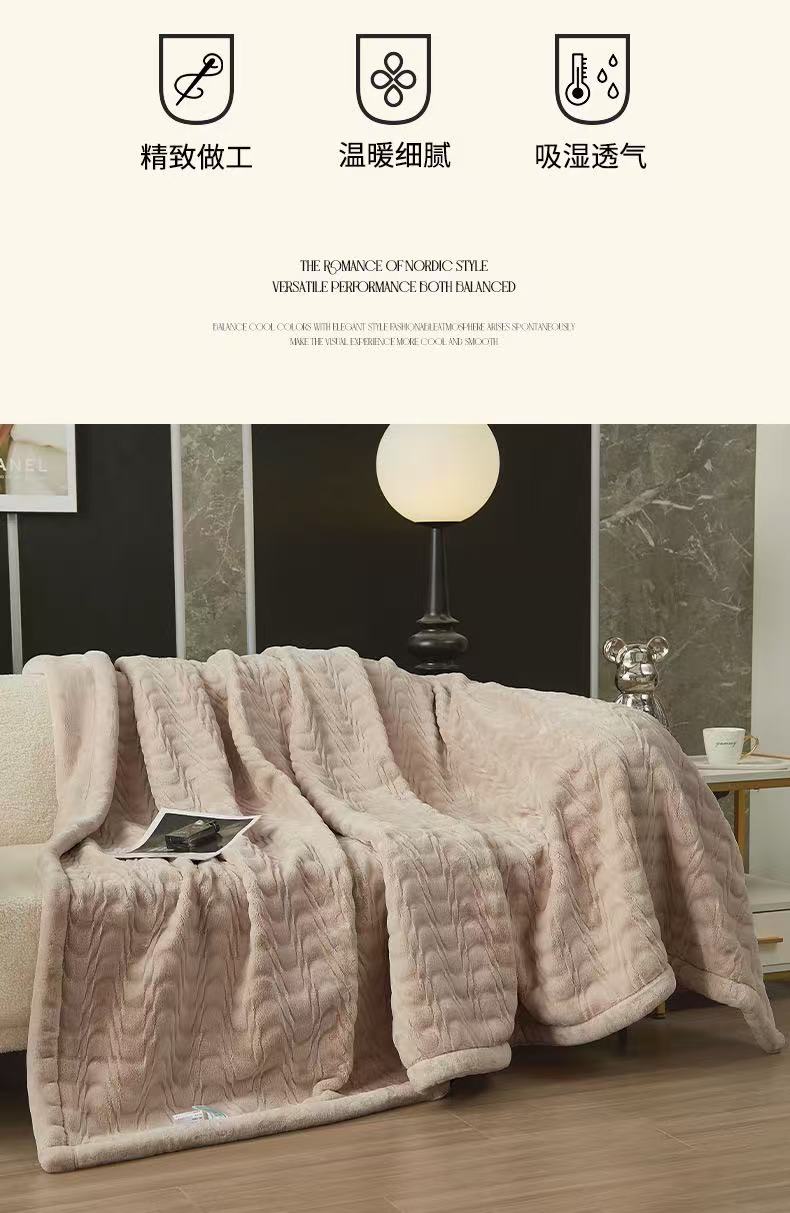 New 2026 products: Solid color jacquard water ripple cloud blanket, nap casual cover blanket, thickened blanket, gift blanket pic 8