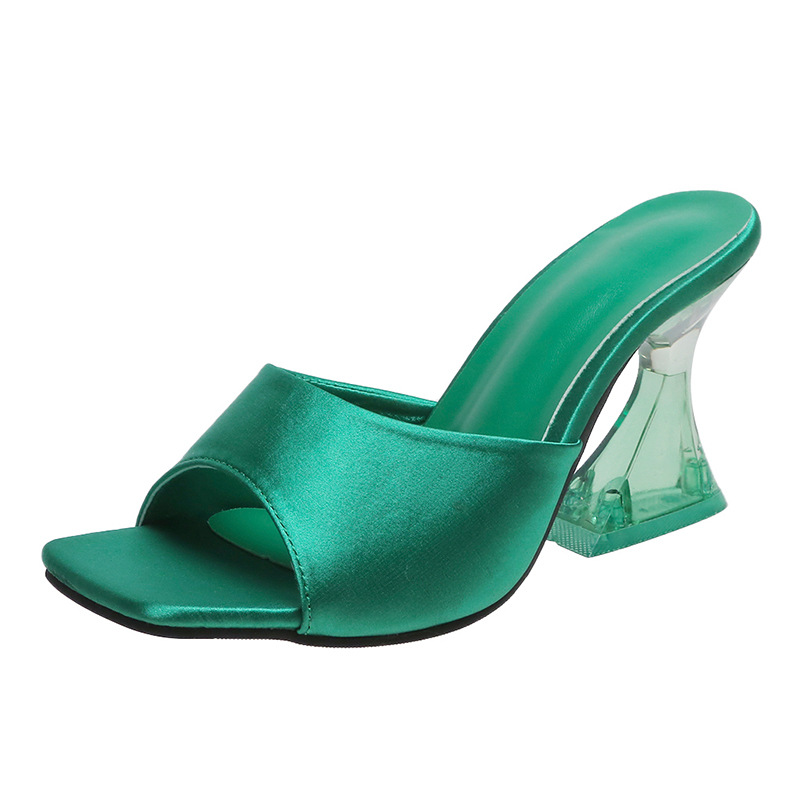 2023 Summer new wine glass and sexy outerwear sandals, square-toed fashionable outerwear plus-size sandals, European and American high heels for women Item Picture