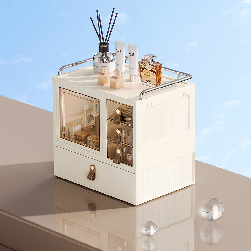 D47-1091化妆收纳盒梳妆台护肤置物架亚克力整理盒桌面防尘化妆箱细节图