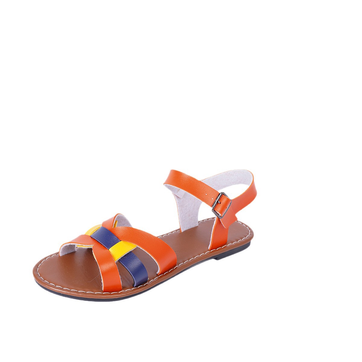 Large-sized 43 fish-mouth colorful woven one-strap sandals for summer 2025, a new style of multi-color beach outerwear women's shoes Item Picture