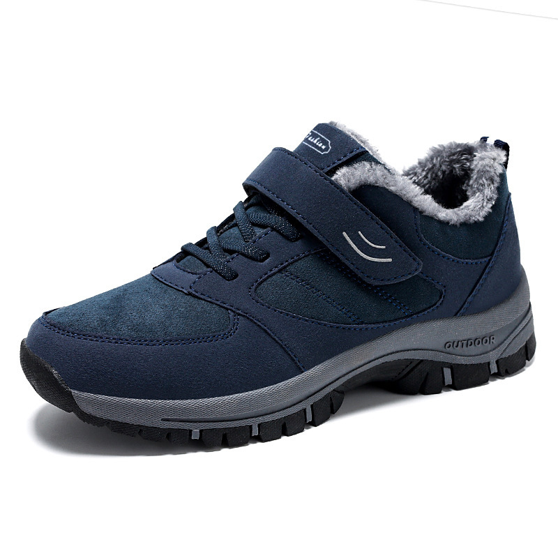 Wholesale of new winter men's boots with Velcro and no LACES, cotton boots for the elderly with fleece and thickened warmth, and snow boots for walking Item Picture