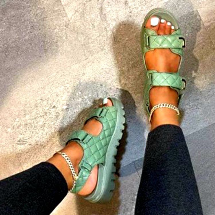 Cross-border casual sandals for women 2021 Summer New thick-soled Velcro 36-43 size beach women's sandals details Picture