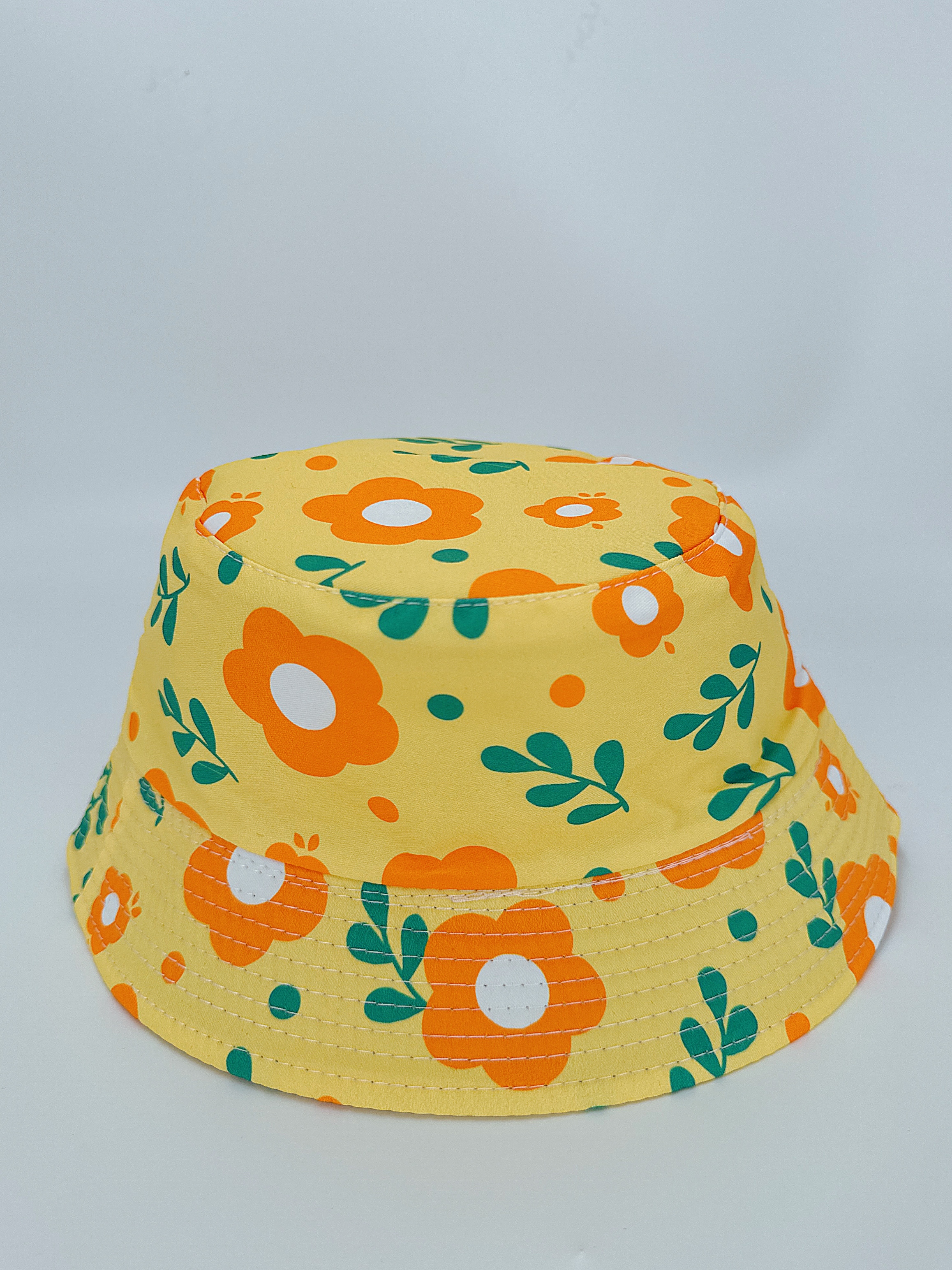 New spring and summer style small flower-printed double-sided fisherman's hat, cute cartoon, versatile, outdoor sunshade and sun protection, foldable for easy carrying, unisplifter, pier size 54CM fisherman's hat full figure