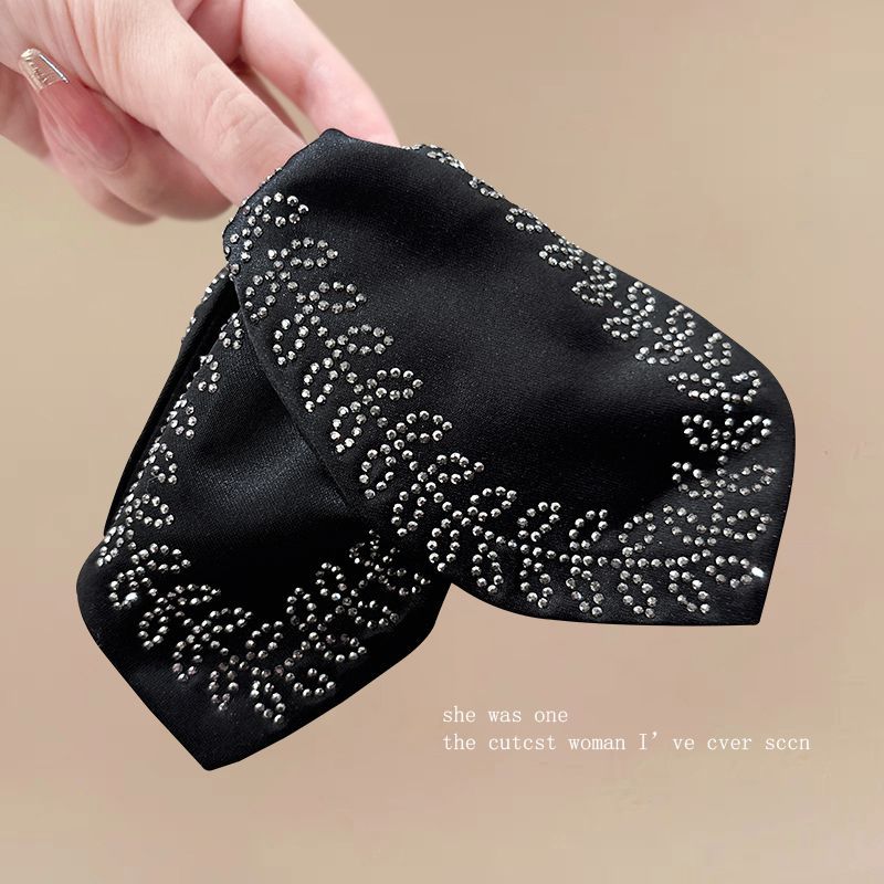 Full back of the head, wheat ear water diamond triangular grab hair clip, women's 2025 new light luxury style, high-end hair fabric hair clip in stock details Picture