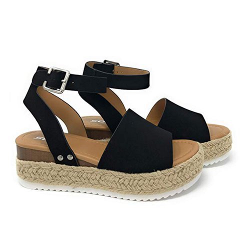 Spring/Summer 2023 new Women's button-up fish-mouth thick-soled wedge heel casual linen rope 43-size Roman sandals Item Picture